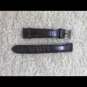 Brown leather Michele 16mm watch strap
